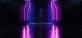 Neon Ultraviolet Purple Blue Dark Sci Fi Cyber Retro Rough Brick Concrete Street Hallway Corridor Empty Parking Night Glossy