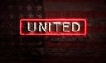 Neon United America Patriotic Sign Flag USA Concept Art On Brick Wall