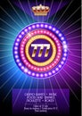 Neon vector template promo poster for casino night event