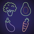 neon vegetables icon set