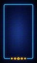 Neon vertical frame banner on brick wall.