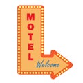 Neon vintage motel sign light bulbs. Welcome sign