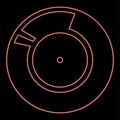 Neon vinyl record retro sound carrier red color vector illustration flat style image