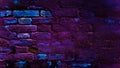 Neon wall. Dark blue night light background. Abstract bar brick neon texture. Lighting effect pink and blue on empty Royalty Free Stock Photo