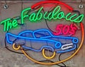 Neon wall sign of nineteen fifties classic car Royalty Free Stock Photo