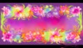 Neon Watercolor Floral Border, Made with Generative AI