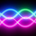 Neon wave light glowing blue green pink vibrant abstract energy pattern on dark background Royalty Free Stock Photo