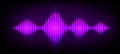 Neon wave sound vector background. Music soundwave design, purple light elements isolated on dark backdrop. Radio Royalty Free Stock Photo