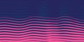 Neon Waves: A Bold Abstract Pattern of Pink and Blue Fading Horizontal Wavy Lines on a Deep Blue Background - Vector Background