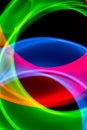 Neon Wavy Light Nightclub Background Swirls on Black Background