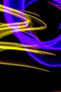 Neon Wavy Light Nightclub Background Swirls on Black Background