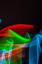 Neon Wavy Light Nightclub Background Swirls on Black Background