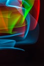 Neon Wavy Light Nightclub Background Swirls on Black Background