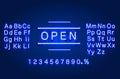 Neon welcome open signboard on the brick wall background Royalty Free Stock Photo