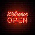 Neon welcome open signboard. Royalty Free Stock Photo