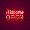 Neon welcome open signboard. Royalty Free Stock Photo