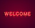 Neon welcome signboard. Royalty Free Stock Photo