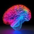 A Neon Wire Frame Brain, Generative AI