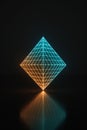 Neon wireframe pyramid with a deep glow and synthwave colors Royalty Free Stock Photo