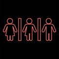 Neon woman bisexual transvestite gay man loyalty concept red color vector illustration image flat style