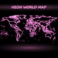 Neon world map vector