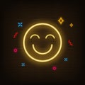 Neon Yellow Emoji Happy Icon Vector