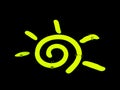 Neon yellow swirl sun sign