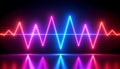 Neon zigzag pulse line glowing in pink and blue with reflection on dark background creating vibrant and dynamic energy Royalty Free Stock Photo