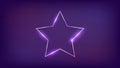 Neon frame in star form with shining effects Royalty Free Stock Photo