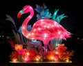 neonlights flamingo art deco sign, AI Generative.