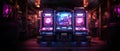 Neonlit Arcade Machine With Vibrant Effects Future Gaming