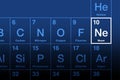 Neon element on the periodic table, noble gas with symbol Ne Royalty Free Stock Photo