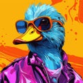 Neonpunk Duck: A Hyper-detailed Pop Art Portrait With Streetwise Style