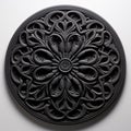 Neoprene Coated Black Circular Artwork: Baroque-inspired Sculpture By Jeramey Morley