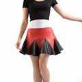 Neopunk Style Woman Wearing Red And White Skirt