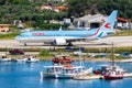 Neos Boeing 737 MAX 8 airplane at Skiathos Airport in Greece