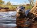 Neotropical River Otter  Made With Generative AI illustration Royalty Free Stock Photo