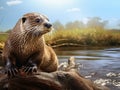 Neotropical River Otter Made With Generative AI illustration