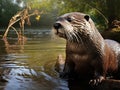 Neotropical River Otter Made With Generative AI illustration