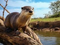 Neotropical River Otter Made With Generative AI illustration