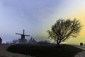 Neowise comet and Zaanse Schans sunrise Royalty Free Stock Photo