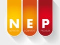 NEP - Network Equipment Provider acronym, technology concept background Royalty Free Stock Photo