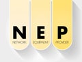 NEP - Network Equipment Provider acronym, technology concept background Royalty Free Stock Photo