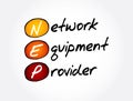 NEP - Network Equipment Provider acronym, technology concept background Royalty Free Stock Photo