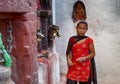 Female devotees at Bodhnath Stupa in Nepal