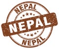 Nepal brown grunge round vintage stamp