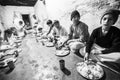 NEPAL - children during dinner at Jagadguru School. Royalty Free Stock Photo