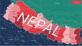 Nepal country detailed editable map