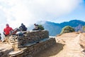 Nepal - 26 December 2016 ::traveller sitting on the rock brick d