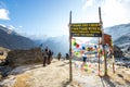 Nepal 31 December 2016 :: welcome borad on Annapurna base camp Royalty Free Stock Photo